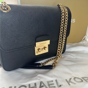 Michael Kors Black and Gold Crossbody Bag with Chain Strap